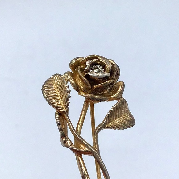 🌺RARE Vintage Gold & Genuine Diamond Brooch - Picture 12 of 16